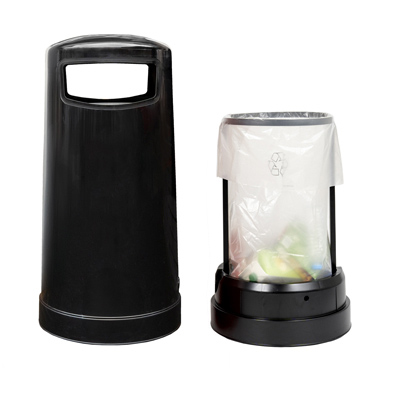 Topsy™ 65 Afvalbak & Spoedlevering- Zwart met zakhouder Afvalbak van 65 liter met zakhouderssysteem