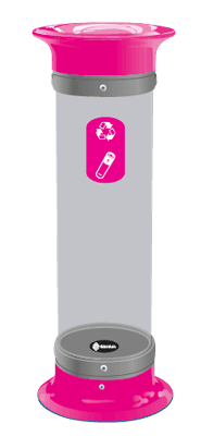 Collecteur de piles Corbeille Transparence™, coloris magenta, avec sticker en option