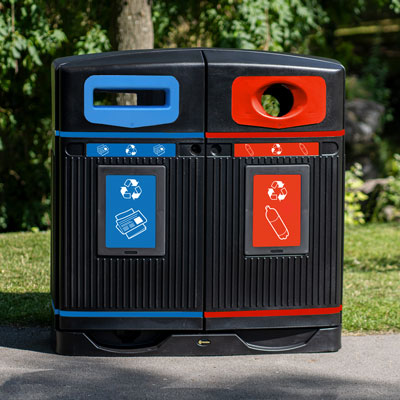 Poubelle de tri sélectif Glasdon Jubilé™ Duo 220 Double poubelle de tri pour les déchets recyclables