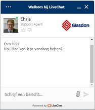 Live Chat-faciliteit van Glasdon - spreek met een expert