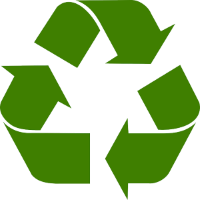 Logo dat aangeeft dat een product aan het einde van zijn levensduur 100% recyclebaar is