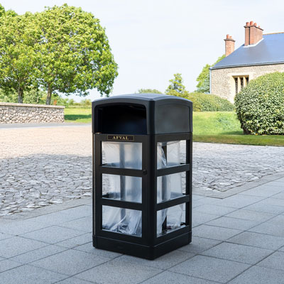 Origin™ Aspect 110 transparante veiligheidsafvalbak Gemaakt van gerecycled materiaal