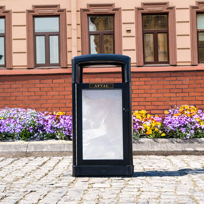 Origin™ Vision 110 transparante veiligheidsafvalbak Gemaakt van gerecycled materiaal