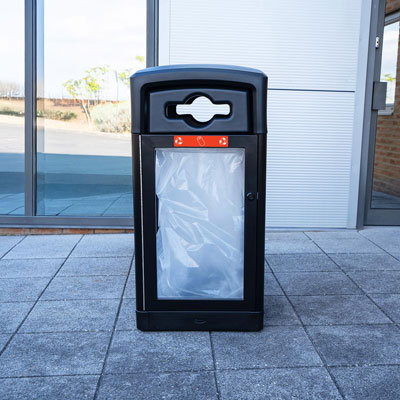 Origin™ Vision 110 transparante afvalscheidingsbak Gemaakt van gerecycled materiaal